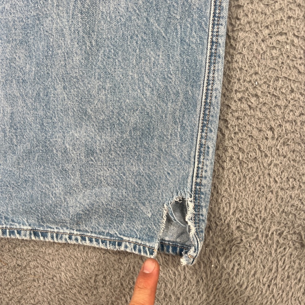 American Eagle Super High Rise Baggy Wide Leg Jeans Womens 8 Blue Distressed - Picture 15 of 16